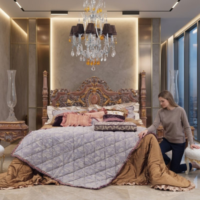 Łóżko Chesterfield Meble łóżko Meble włoskie Podwójne łóżko Luksusowe Włochy