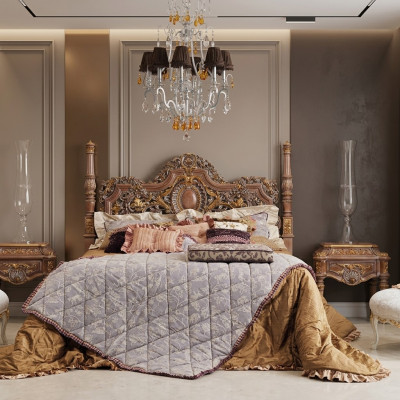Łóżko Chesterfield Meble łóżko Meble włoskie Podwójne łóżko Luksusowe Włochy