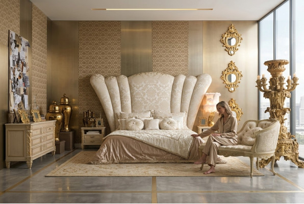 Chesterfield Duże łóżko Zagłówek Łóżko tapicerowane Hotel Bed Kolor Biały Classic