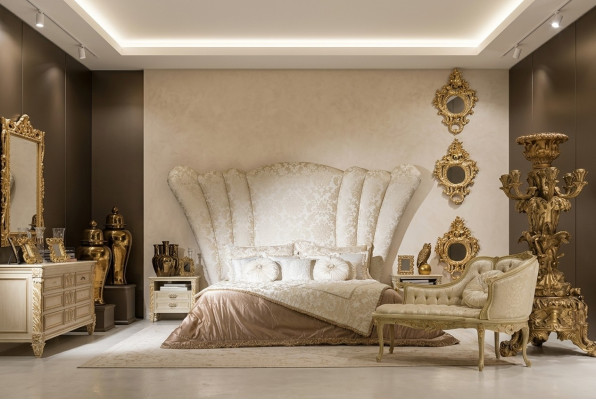 Chesterfield Duże łóżko Zagłówek Łóżko tapicerowane Hotel Bed Kolor Biały Classic