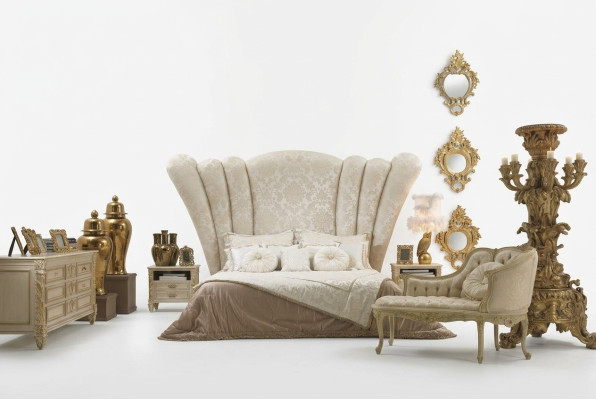 Chesterfield Duże łóżko Zagłówek Łóżko tapicerowane Hotel Bed Kolor Biały Classic