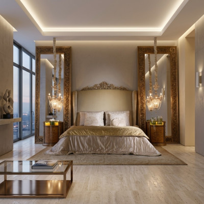 Chesterfield Large Bed Zagłówek łóżka Baroque Rokoko Royal Style Meble