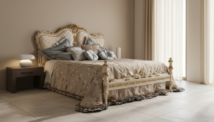 Chesterfield Łóżko Luksusowe Podwójne Włoskie Meble Meble Boiserie bed