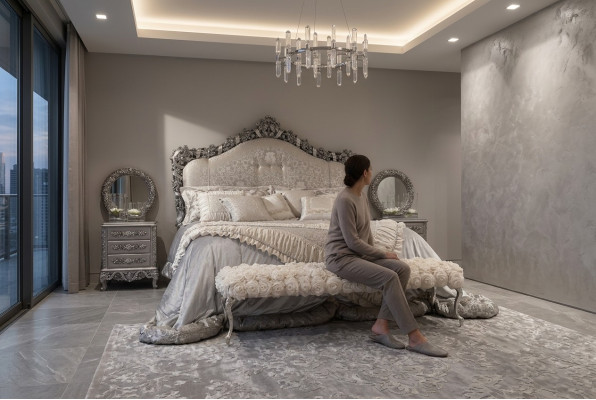 Chesterfield Łóżko Podwójne łóżko Skóra Antyk Style Luksusowe Włoskie Meble Nowe