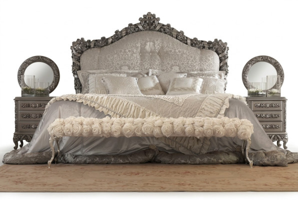 Chesterfield Łóżko Podwójne łóżko Skóra Antyk Style Luksusowe Włoskie Meble Nowe