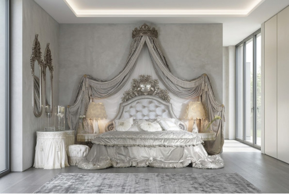 Łóżko Chesterfield Silver Luxury Sypialnia łóżka Italian Meble Design Nowość