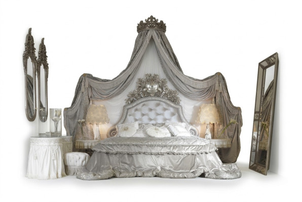 Łóżko Chesterfield Silver Luxury Sypialnia łóżka Italian Meble Design Nowość