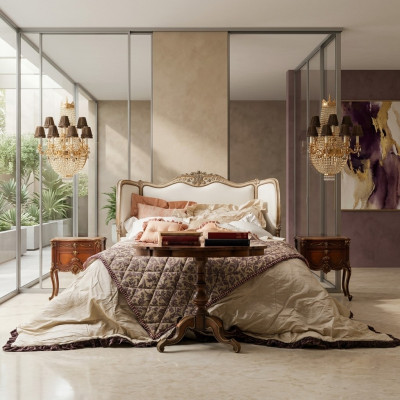Classic Łóżko Podwójne łóżko Chesterfield Luxury Meble Italian Furnishings