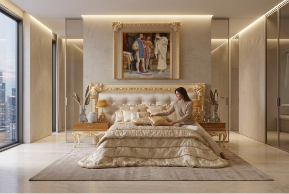 Chesterfield Łóżko Luksusowe podwójne łóżka Włoskie meble Meble Boiserie