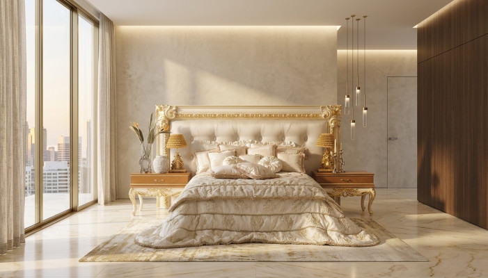 Chesterfield Łóżko Luksusowe podwójne łóżka Włoskie meble Meble Boiserie