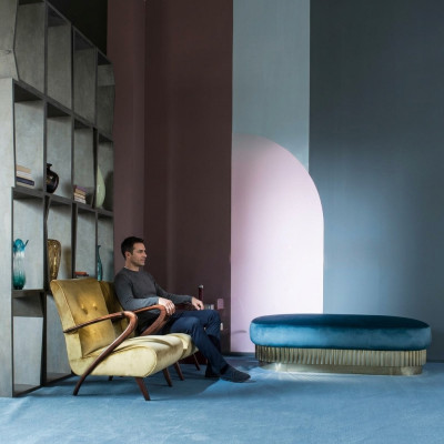 Fotel Salon Sofa Sofa Jednoosobowa Podkładka Włoskie Meble Aksamit Design