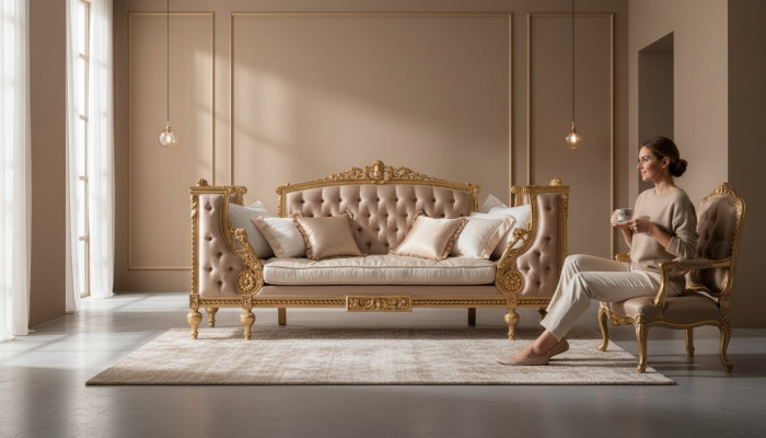 Sofa trzyosobowa kanapa Podkładka Meble Chesterfield Barokowy Rokoko w stylu Antyk Nowa