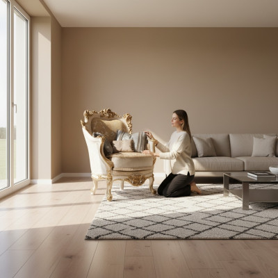 Fotel Biblioteka Czytanie Krzesło UszyFotel Sofa Podkładka Włoskie Meble Luxury