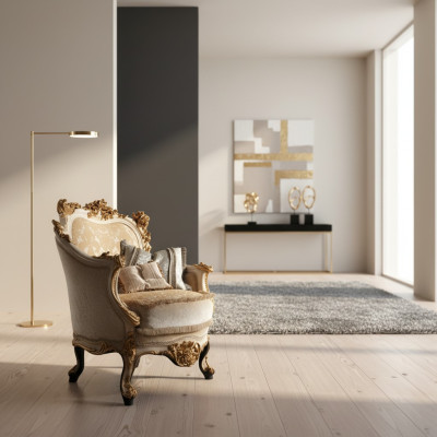 Fotel Biblioteka Czytanie Krzesło UszyFotel Sofa Podkładka Włoskie Meble Luxury