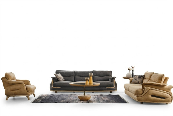 Design Zestaw sofowy 4+3+1 Skóra Sofa 3 szt. Zestaw kanap sof kanapowych