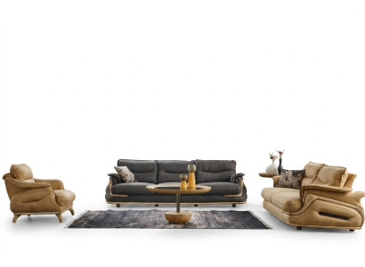 Design Zestaw sofowy 4+3+1 Skóra Sofa 3 szt. Zestaw kanap sof kanapowych