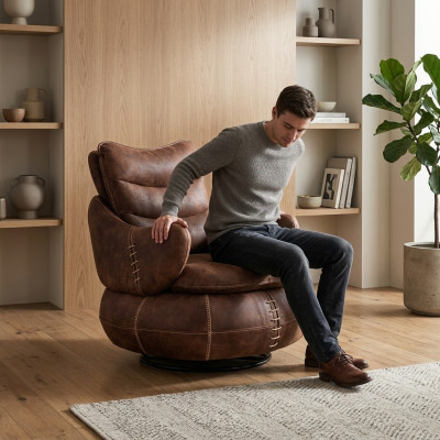 Fotel Siedziba Klasyczny Design Salon Podkładka Jednoosobowa Skóra Style Meble Luxury