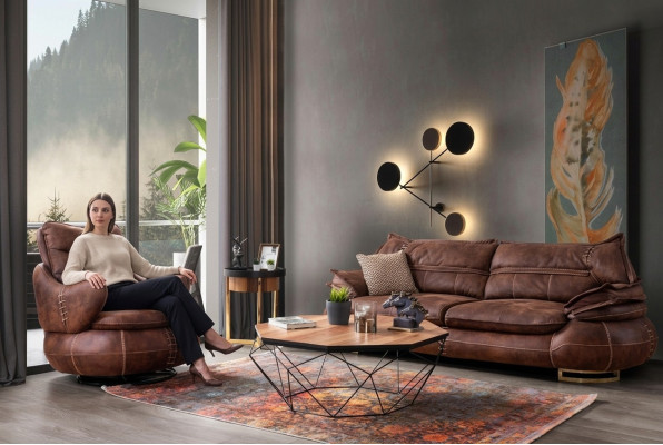 Luksusowy US Western Zestaw sofowy Couch Loft Meble 3+1 miejsce siedzące Sofa Fotel 2-szt. Nowy