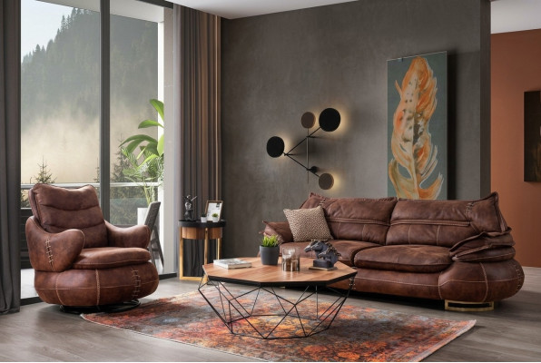 Luksusowy US Western Zestaw sofowy Couch Loft Meble 3+1 miejsce siedzące Sofa Fotel 2-szt. Nowy
