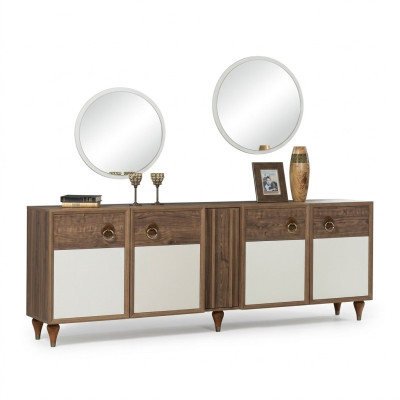 Kredens Komody Drewniane Szuflady Lustro Solidny Salon Komody