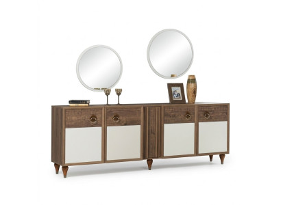 Kredens Komody Drewniane Szuflady Lustro Solidny Salon Komody