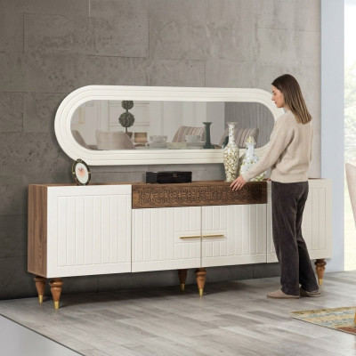 Szuflady Kredens Komoda Drewno Lustro Solidny Komody do salonu