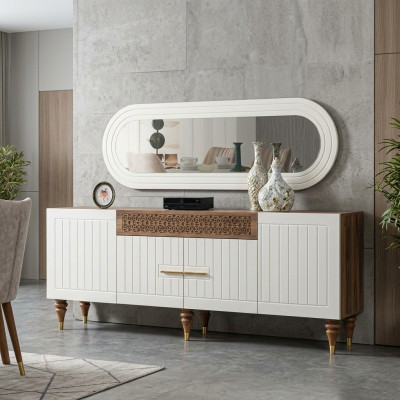 Szuflady Kredens Komoda Drewno Lustro Solidny Komody do salonu