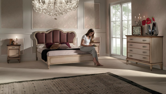 Łóżko Stolik nocny Kredens Sypialnia Set Design Classic Luxury bed Nowość