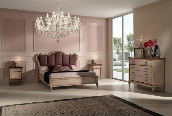 Łóżko Stolik nocny Kredens Sypialnia Set Design Classic Luxury bed Nowość