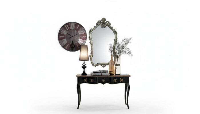 Lustro Classic połysk ścienne Drewno Design Srebrny Salon Włochy Meble