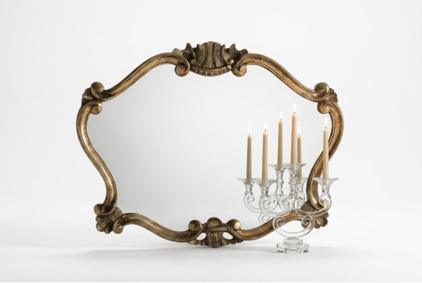 Włoski klasyczny projektant Lustro połysk ścienny z Bronze Leaves Baroque