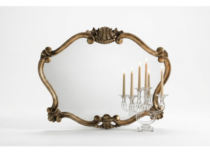 Włoski klasyczny projektant Lustro połysk ścienny z Bronze Leaves Baroque