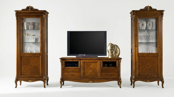 Pokój dzienny 2x Gablota salon Szafki design TV nowoczesna witryna komplet 3 sztuki