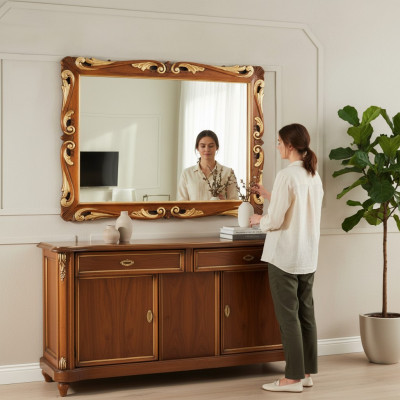 Ściana Classic Design Lustro Italian Meble połysk ścienne Drewniane Lustro