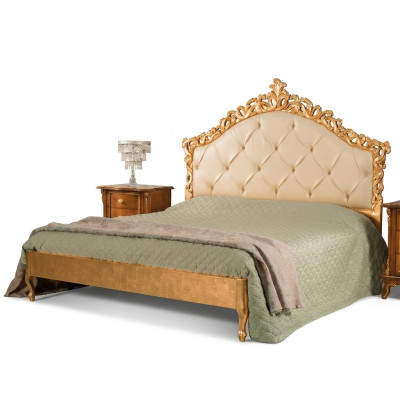 Nowe luksusowe Chesterfield podwójne łóżko z rzeźbionym zagłówkiem