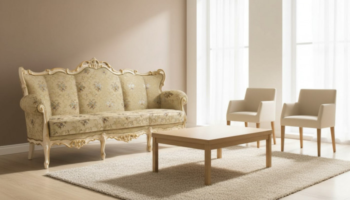 Sofa 3 miejsce do siedzenia Sofa Drewno Meble trzyosobowa kanapa sofy w stylu włoskim 200cm