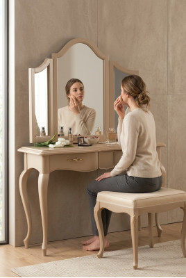 Toaletka z Lustro Sypialnia Meble Design Stolik nocny Stołek 2-częściowy. Nowy