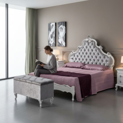 Łóżko Sypialnia Design łóżko Drewno Podwójne łóżko Italian Meble Chesterfield