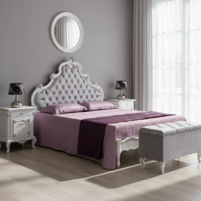 Łóżko Sypialnia Design łóżko Drewno Podwójne łóżko Italian Meble Chesterfield
