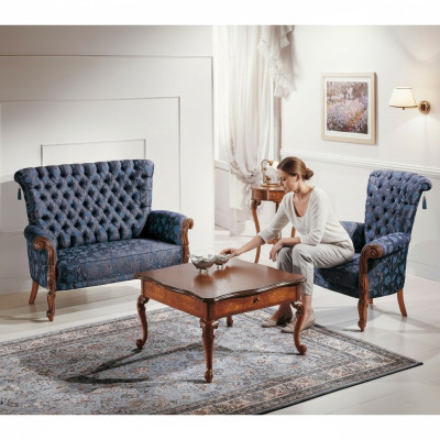 Włoski Zestaw sofowy sofa 2xFotel stolik kawowy Stolik Luksusowy 4-częściowy zestaw