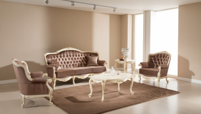 Klasyczny salon Meble Kanapa Sofa Fotel stolik kawowy Stolik 4szt