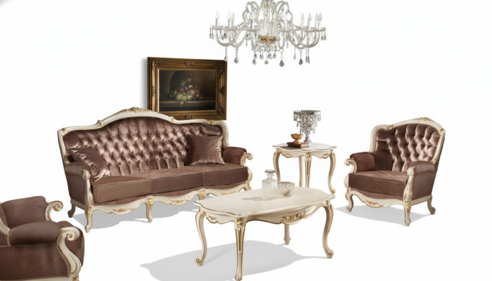 Klasyczny salon Meble Kanapa Sofa Fotel stolik kawowy Stolik 4szt