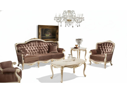 Klasyczny salon Meble Kanapa Sofa Fotel stolik kawowy Stolik 4szt