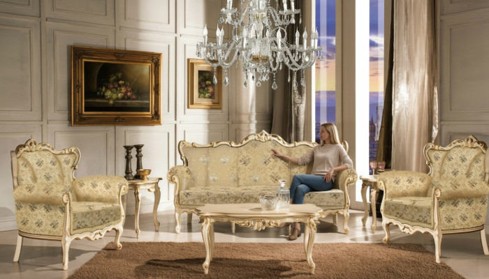Włoski zestaw wypoczynkowy Classic Meble Siedziba Podkładka Zestaw Sofa Kanapa 4-szt. Nowy