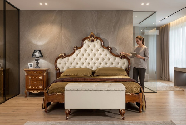 Łóżko Meble Podwójne łóżko Chesterfield Sypialnia Meble łóżka Meble Włochy Nowe