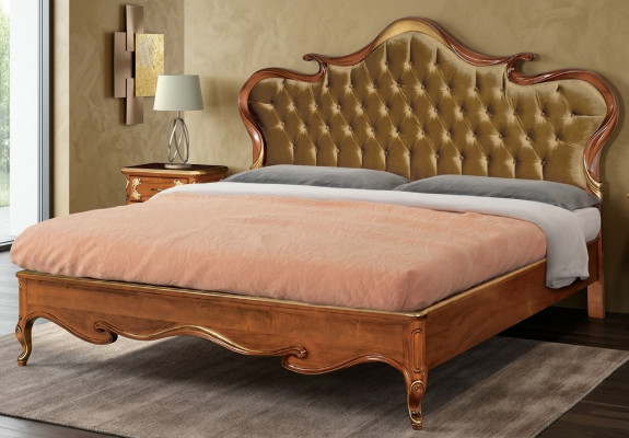 Chesterfield Łóżko Podkładka Design Luxury Double Hotel łóżko Włoskie Drewno Nowe