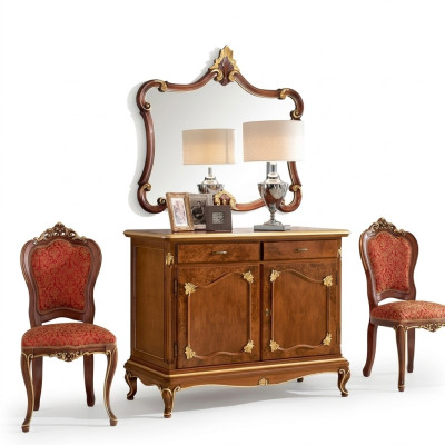 Kredens Kredens Lustro Kredens Szuflady Drewno Art Deco Luksusowy zestaw 2szt