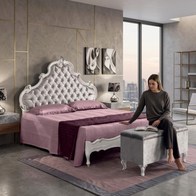Chesterfield Łóżko Podkładka Design Luxury Double Hotel łóżko Włoskie Drewno Nowe