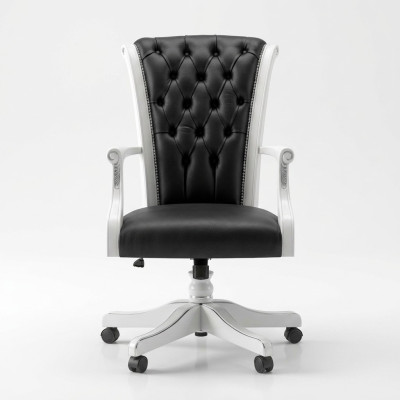 Krzesło biurowe Drewno ChefFotel Chesterfield Włoskie meble Krzesło obrotowe Fotel Krzesło