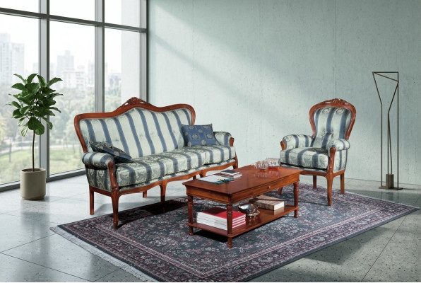 Klasyczny Zestaw sofowy Kanapa 3+1 miejsce do siedzenia Sofa Kanapy Włoskie Meble Włókiennicze